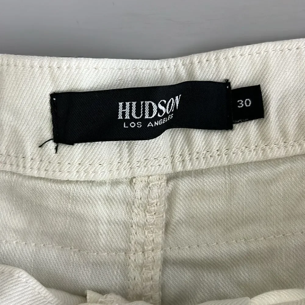 NWOT HUDSON JEANS Paperbag High Waisted Short Linen Twill in Egret Size 30